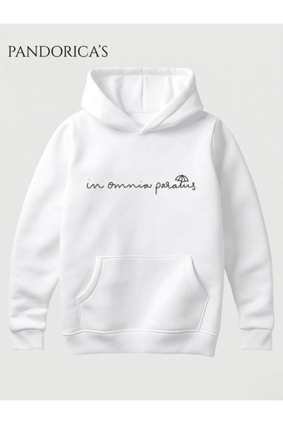 GILMORE GIRLS RORY&JACK İKONİK REPLİK "IN OMNIA PARATUS" Yazılı Şemsiye Baskılı Unisex Kapüşonlu Pamuklu Sweatshirt Hoodie