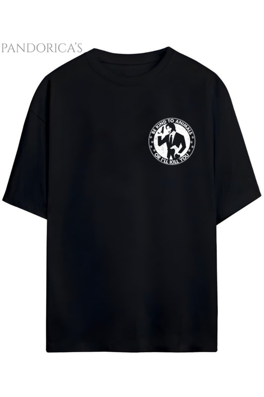 Pandorica's John Wick Tasarimi Sırt ve Göğüs Baskılı Unisex Pamuklu T-shirt