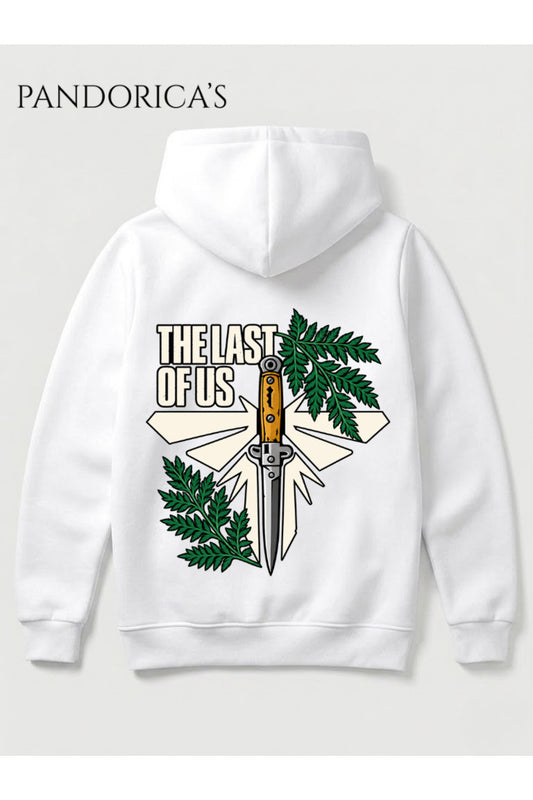 THE LAST OF US Özel Tasarımı Yazılı SIRT VE GÖĞÜS BASKILI Unisex Kapüşonlu Pamuklu Gamer Sweatshirt (Hoodie)