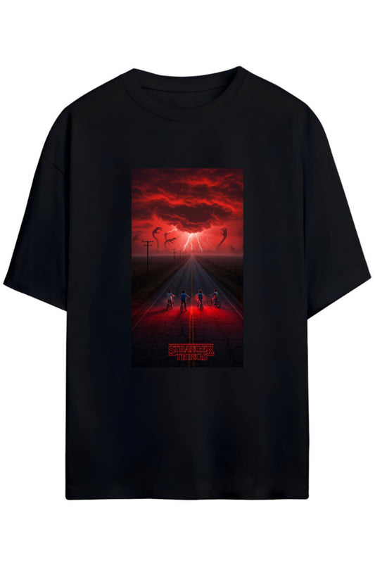 Stranger Things Tasarimi Unisex Pamuklu T-shirt