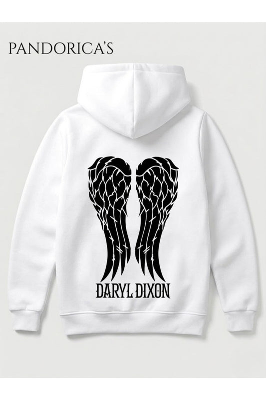 THE WALKING DEAD Tasarımı "DARYL DIXON" Yazılı SIRT Baskılı %100 Pamuk 3 İplik Kışlık Kapüşonlu Kanguru Cepli Basic Sweatshirt (Hoodie)