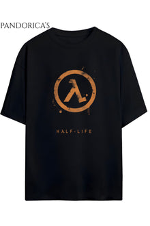 Half Life Yazılı Baskılı Pamuklu Relaxed Kalıp Gamer Tişört