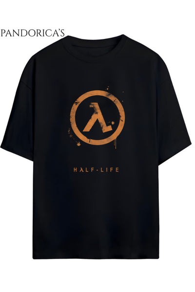 Half Life Yazılı Baskılı Pamuklu Relaxed Kalıp Gamer Tişört