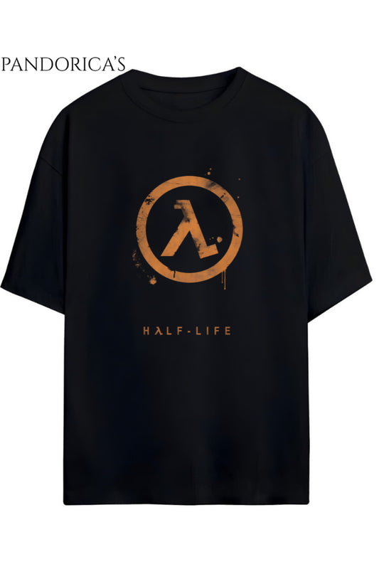 Half Life Yazılı Baskılı Pamuklu Relaxed Kalıp Gamer Tişört