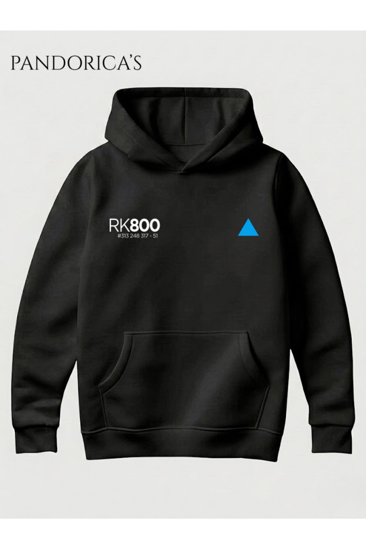 Detroit: Become Human Özel Tasarımı "Connar Rk800" Yazılı Ön Ve Sırt Baskılı Unisex Kapüşonlu Pamuklu Sweatshirt Hoodie