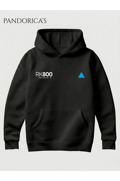DETROIT: BECOME HUMAN Özel Tasarımı "CONNAR RK800" Yazılı ÖN VE SIRT Baskılı Unisex Kapüşonlu Pamuklu Sweatshirt Hoodie