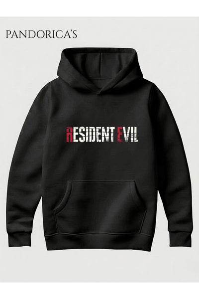Resident Evil 30. Yıl Özel Tasarımı Yazılı SIRT ve ÖN Baskılı Unisex Kapüşonlu Pamuklu Gamer Sweatshirt Hoodie