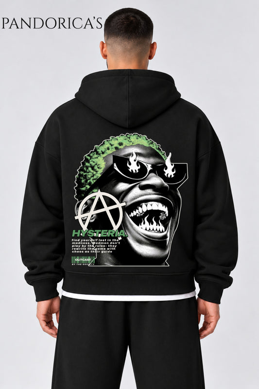 Urban Streetwear Konseptli Unisex Oversize Yazılı SIRT Baskılı Pamuklu Kapüşonlu Fermuarlı Hırka