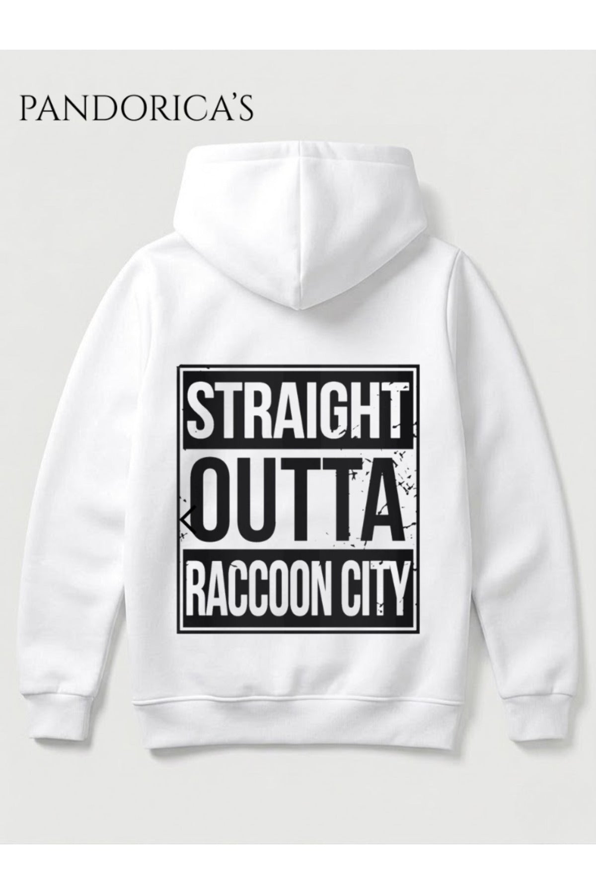 Resident Evil 2 "Straight Outta Raccoon City" Tasarımı Yazılı Sırt Ve Ön Baskılı Unisex Kapüşonlu Pamuklu Gamer Sweatshirt Hoodie