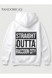 Resident Evil 2 "STRAIGHT OUTTA RACCOON CITY" Tasarımı Yazılı SIRT ve ÖN Baskılı Unisex Kapüşonlu Pamuklu Gamer Sweatshirt Hoodie