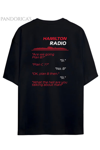 Pandorica's Lewis Hamilton İkonik Diyalog Tasarımı Göğüs ve Sırt Baskılı Unisex Pamuklu T-shirt