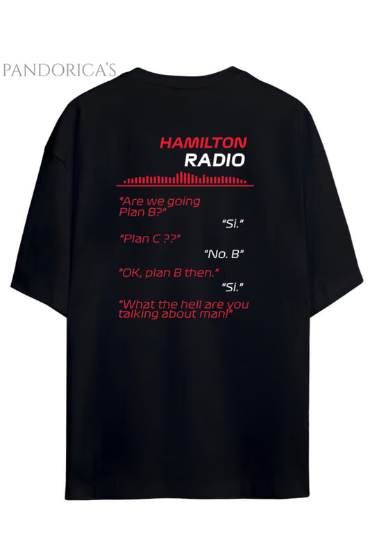 Pandorica's Lewis Hamilton İkonik Diyalog Tasarımı Göğüs ve Sırt Baskılı Unisex Pamuklu T-shirt