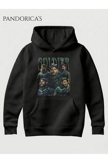THE BOYS "SOLDIER BOY" Tasarımı Yazılı Vintage Retro Kolaj Baskılı Unisex Kapüşonlu Pamuklu Sweatshirt Hoodie