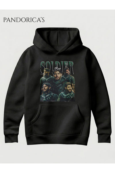 THE BOYS "SOLDIER BOY" Tasarımı Yazılı Vintage Retro Kolaj Baskılı Unisex Kapüşonlu Pamuklu Sweatshirt Hoodie