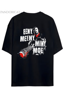 The Walking Dead NEGAN "Eeny, Meeny, Miny, Moe" Yazılı Sırt Baskılı Pamuklu Unisex Tişört