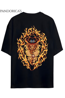 ONE PIECE ÖZEL TASARIM SERİSİ "ACE" SIRT VE GÖĞÜS BASKILI YAZILI UNISEX PAMUKLU TİŞÖRT