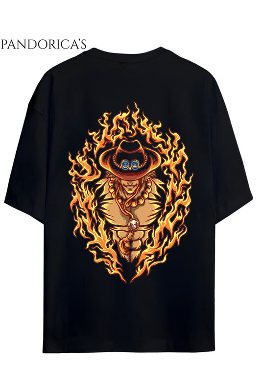 ONE PIECE ÖZEL TASARIM SERİSİ "ACE" SIRT VE GÖĞÜS BASKILI YAZILI UNISEX PAMUKLU TİŞÖRT