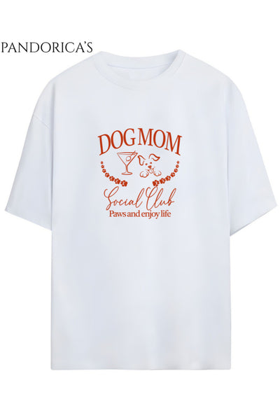 Dog Mom Yazılı Baskılı Köpek Anneleri Unisex Pamuklu Tişört
