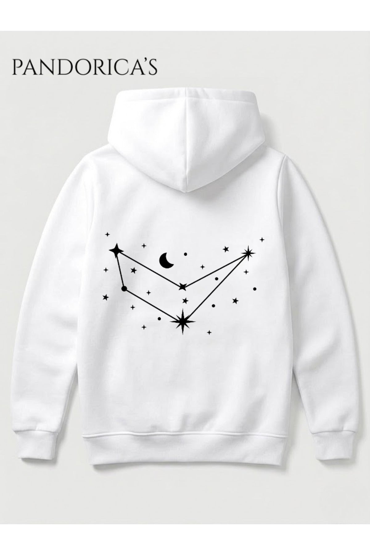 Oğlak Burcu Zodyak Takımyıldız Sırt Ve Göğüs Baskılı Kapüşonlu Pamuklu Sweatshirt – Capricorn (Hoodie)
