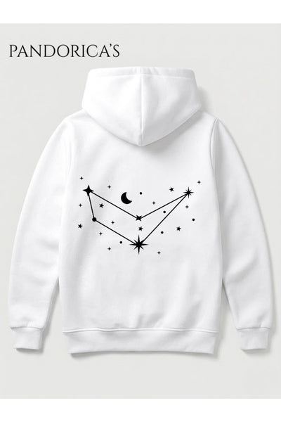 Oğlak Burcu Zodyak Takımyıldız Sırt Ve Göğüs Baskılı Kapüşonlu Pamuklu Sweatshirt – Capricorn (Hoodie)