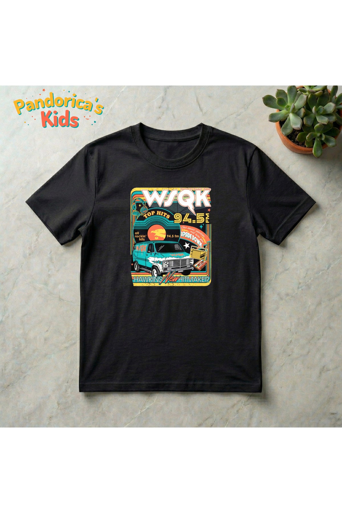 Siyah Pandorica's Stranger Things Tasarımı Unisex Pamuklu T-Shirt - 39