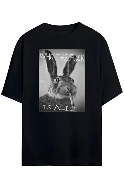 Alice In Wonderland Tasarımı Yazılı Komik T-shirt