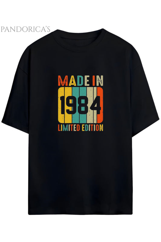 Pandorica's Vintage 1984 Doğum Yılı Baskılı Retro Tasarım Serisi Unisex Pamuklu Tişört