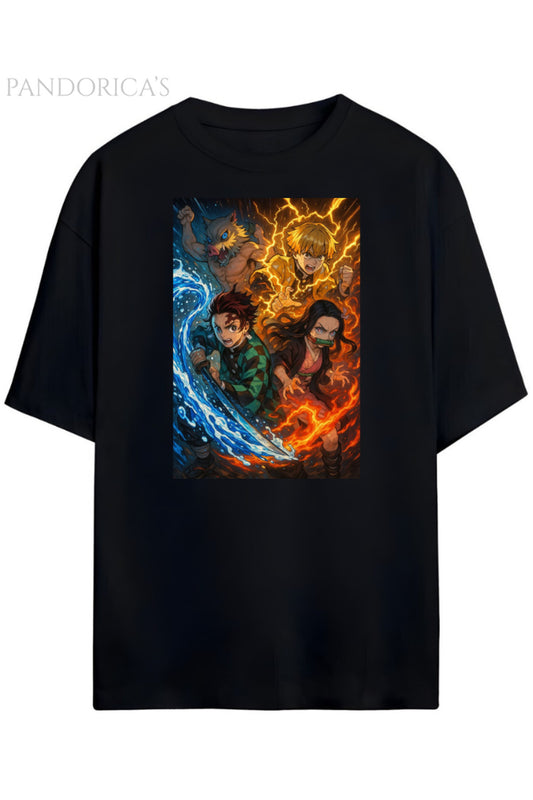 Pandorica's Demon Slayer Tasarimi Unisex Pamuklu T-shirt