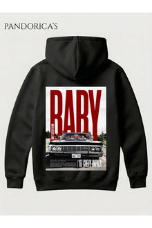 SUPERNATURAL Tasarım Serisi "BABY" Yazılı Impala SIRT Baskılı Unisex Kapüşonlu Pamuklu Sweatshirt Hoodie