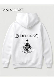 ELDEN RING Minamal Tasarımı Yazılı SIRT Baskılı Unisex Kapüşonlu Pamuklu Sweatshirt Gamer Hoodie