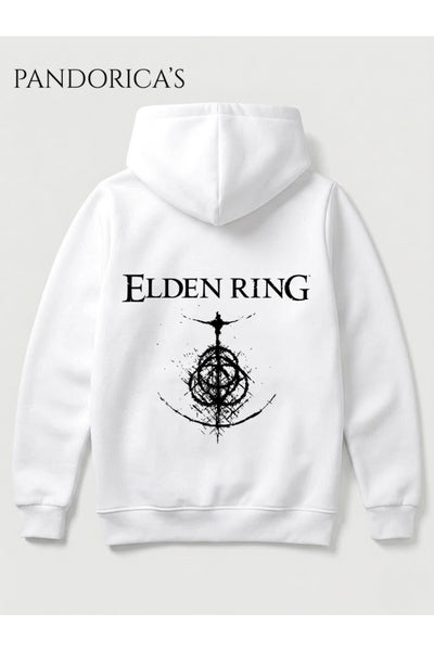 ELDEN RING Minamal Tasarımı Yazılı SIRT Baskılı Unisex Kapüşonlu Pamuklu Sweatshirt Gamer Hoodie