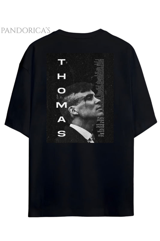 Pandorica's Peaky Blinders Thomas Shelby Tasarımı Sırt ve Ön Baskılı Unisex Pamuklu T-shirt