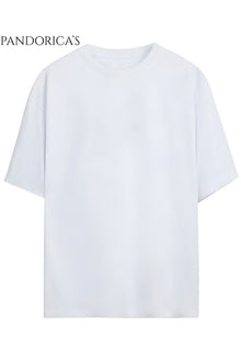 Unisex Beyaz Relaxed Fit Bisiklet Yaka Basic Tişört