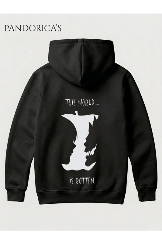 DEATH NOTE ANİME TASARIMI RYUK VE KİRA YAZILI SIRT VE ÖN BASKILI UNISEX KAPÜŞONLU PAMUKLU SWEATSHIRT HOODIE