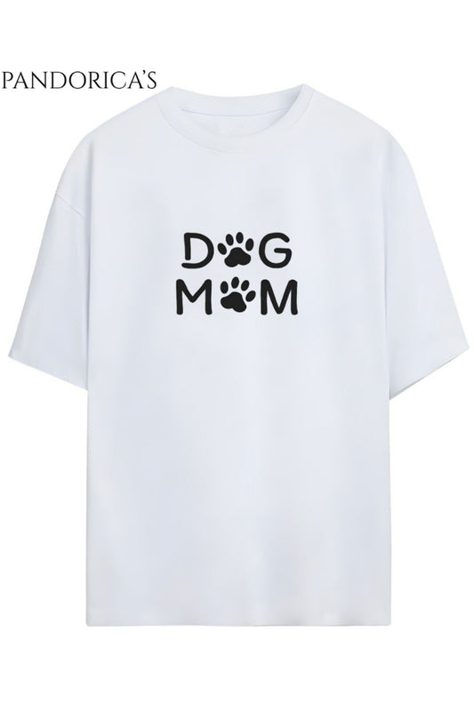 Dog Mom Yazılı Baskılı Köpek Anneleri Unisex Pamuklu Tişört