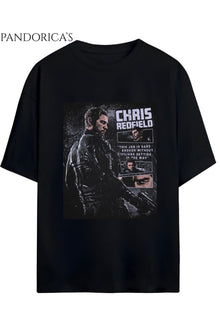 Pandorica's Resident Evil Tasarım Serisi "CHRIS REDFIELD" Baskılı Unisex Pamuklu Gamer T-shirt
