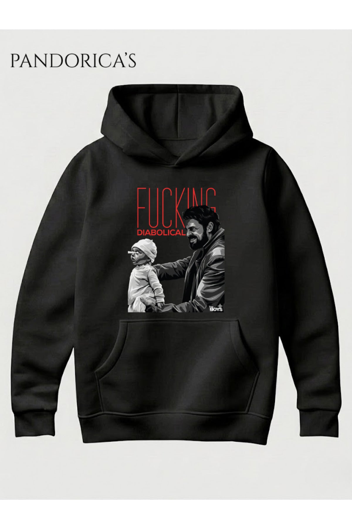 Siyah The Boys Billy Butcher Tasarımı Yazılı Baskılı Unisex Kapüşonlu Pamuklu Sweatshirt Hoodie - 33