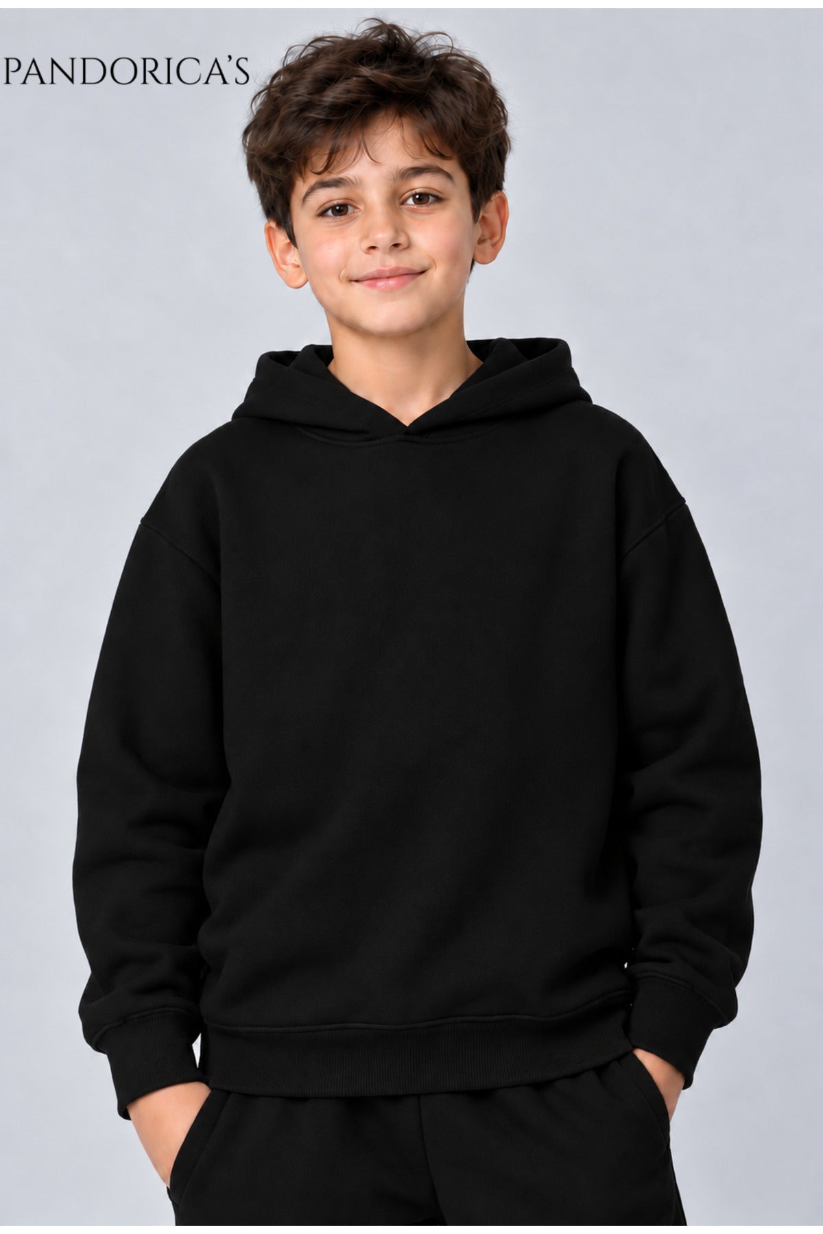 Unisex Çocuk Kapüşonlu Sweatshirt Ve Eşofman Altı İkili Takım – Rahat Kesim, 3 İplik Şardonlu Pamuklu (Hoodie)
