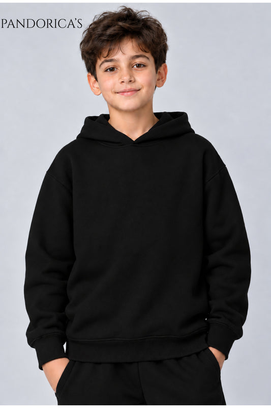 Unisex Çocuk Kapüşonlu Sweatshirt ve Eşofman Altı İkili Takım – Rahat Kesim, 3 İplik Şardonlu Pamuklu (Hoodie)