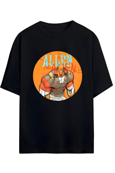 INVINCIBLE -ALAN THE ALIEN- BASKILI YAZILI PAMUKLU RELAXED KALIP UNISEX TİŞÖRT
