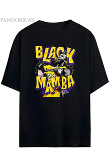 Pandorica's Basketbol Kobe Bryant Tasarımı Black Mamba Yazılı Baskılı Unisex Pamuklu T-shirt