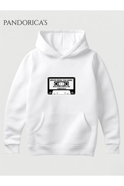 SUPERNATURAL Tasarımı "DRIVER PICKS THE MUSIC SHOTGUN SHUTS HIS CAKEHOLE " İkonik Replik Yazılı Baskılı Unisex Kapüşonlu Pamuklu Sweatshirt Hoodie