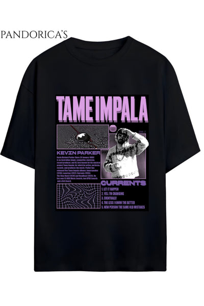 Tame Impala Tasarımı Yazılı Baskılı Unisex Pamuklu Relaxed Kalıp Tişört