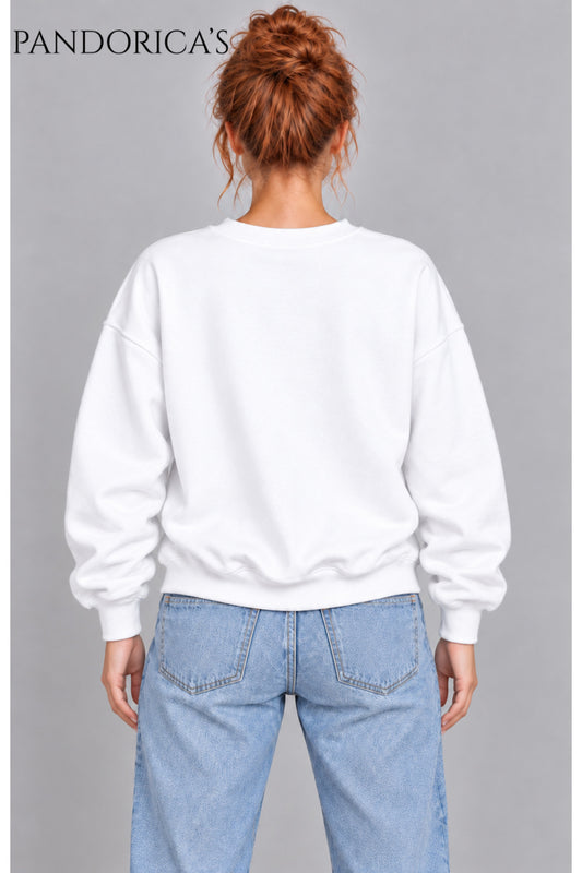 Unisex Düz Baskısız Bisiklet Yaka 3 İplik Şardonlu Pamuklu Relaxed Sweatshirt Kışlık