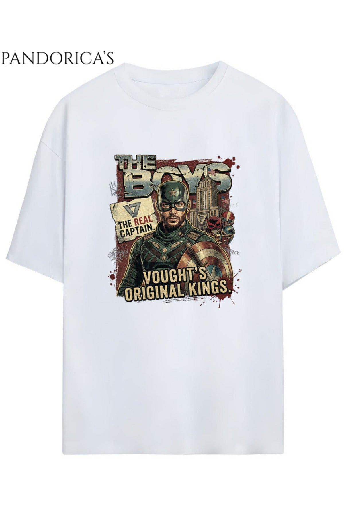Beyaz The Boys "Soldier Boy" Yazılı Baskılı Unisex Pamuklu Relaxed Kalıp Tişört - 117