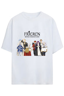 Frieren: Beyond Journey's End (Sousou no Frieren) Eski ve Yeni Ekip Birlikte Yazılı Baskılı Pamuklu Unisex Tişört