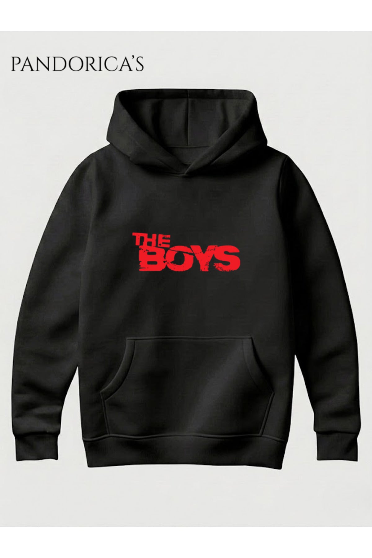 Siyah The Boys Tasarımı Yazılı Baskılı Unisex Kapüşonlu Pamuklu Sweatshirt Hoodie - 6