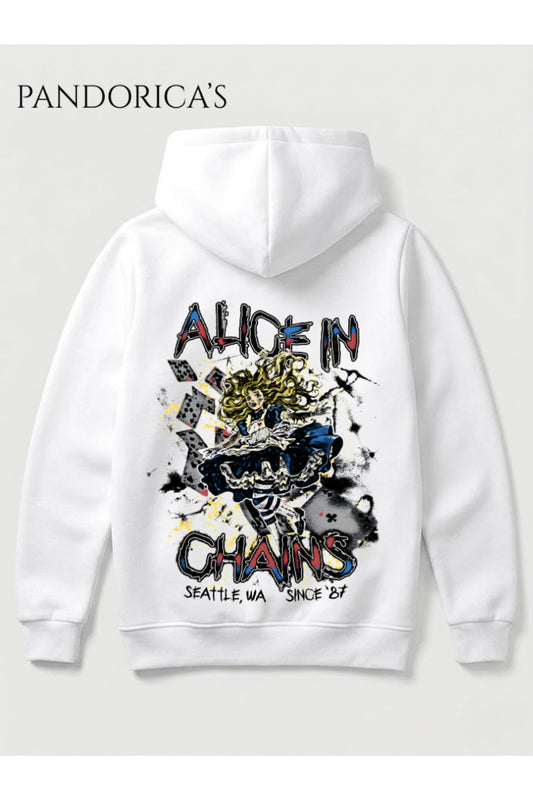 ALICE IN CHAINS TASARIMI YAZILI SIRT BASKILI UNISEX KAPÜŞONLU PAMUKLU SWEATSHIRT HOODIE