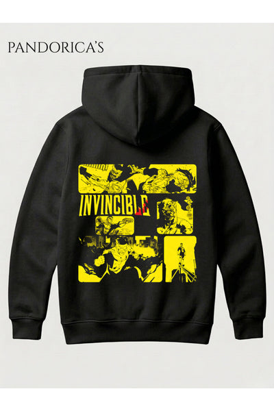 INVINCIBLE Friends & Foes Tasarım Serisi Yazılı Sırt ve Ön Baskılı Unisex Kapüşonlu Pamuklu Sweatshirt (Hoodie)