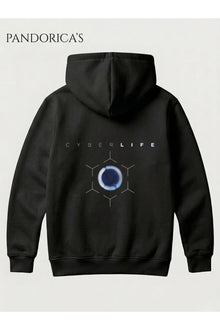 DETROIT:BECOME HUMAN Tasarımı "CYBERLIFE" Yazılı SIRT Baskılı Unisex Kapüşonlu Pamuklu Sweatshirt Hoodie